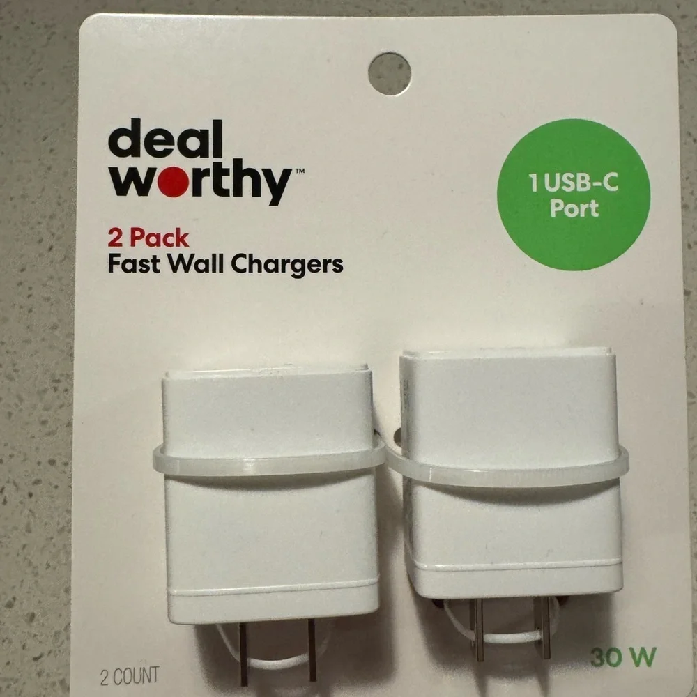 USB-C Charger Fast 30W Wall Chargers - 2 Pack White NIB x Dealworthy